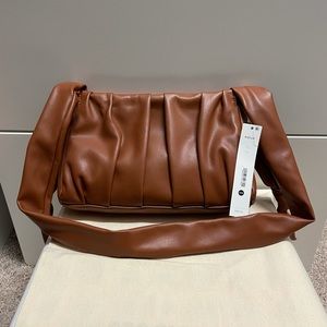 NWT AQUA Gathered Medium Crossbody in Tan